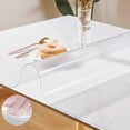thumbnail image 1 of Protège-Table Transparent 60140cm, 1.5mm Protecteur de Nappe en Vinyle Transparent, Housse en Plastique PVC Imperméable pour Table, Tapis de Bureau Rectangulaire, Protège-Table Transparent pour Table à Manger, Table d'Appoint, 1 of 7
