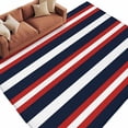thumbnail image 2 of Red Navy Blue Stripe Washable Living Room Rugs 5'x7', Modern Abstract Low Pile Throw Large Area Rugs Non-Slip Sturdy Edge Binding Carpet for Dining Room Bedside Kitchen, 2 of 9