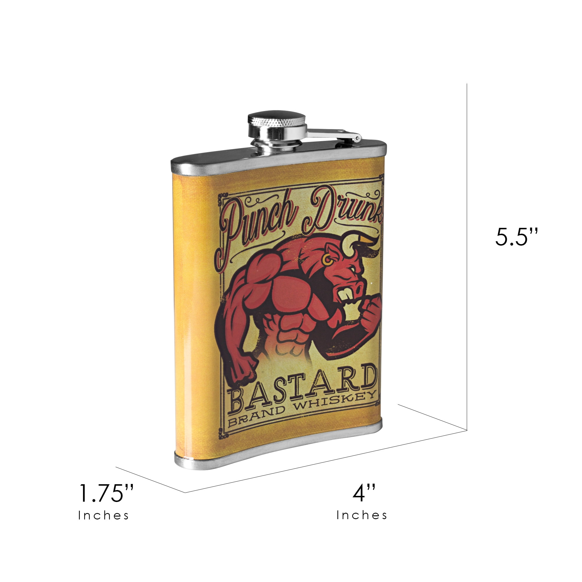 American Art Decor 8 oz Liquor Flask – Punch Drunk Bastard Whiskey Stainless Steel Hip Flask | Heavy Duty, Leak - Proof | Novelty, Funny Flask for Men and Women (5.5" x 4" x 1.25")