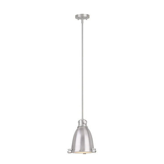 Aspen Creative 61125-11, One-Light Hanging Mini Pendant Ceiling Light, Transitional Design in Satin Nickel Finish, 8" Wide