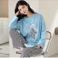 thumbnail image 2 of Conjunto de pijama holgado para mujer, ropa de casa con estampado, talla grande, primavera y otoño, novedad, 2 of 4