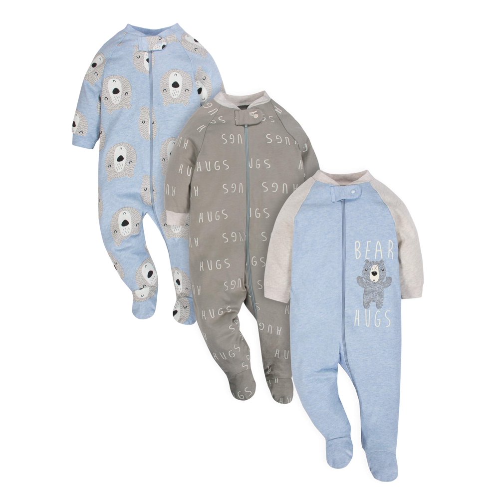 Gerber Gerber Baby Boy Organic Pajamas Sleep 'N Play Sleepers, 3Pack