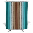 thumbnail image 2 of Brown Blue Striped Shower Curtain for Bathroom Decor, Modern Vintage Wood Texture Rectangle Waterproof Fabric Shower Curtain, 72"x72" Set with 12 Hooks, 2 of 9