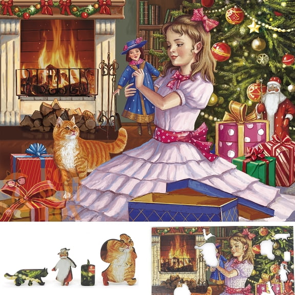 Wooden Jigsaw Puzzles for Adults - Uniquely Shaped Pieces - made in USA by FoxSmartBox - 235 Pieces - Christmas Gift