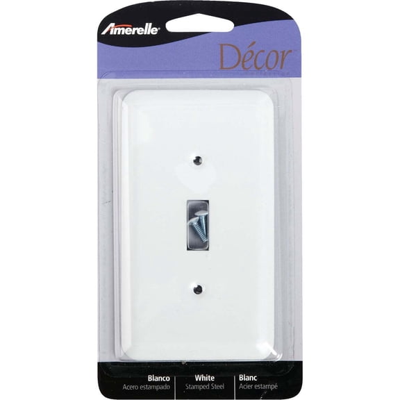 Amerelle 1-Gang Stamped Steel Toggle Switch Wall Plate, White 935TW