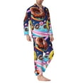 thumbnail image 2 of Naloa Space Colorful Donut Men’s Pajamas Set - Long Sleeve Button Down Sleep Shirt and Pajama Bottoms Sleepwear Set-Medium, 2 of 7