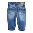 thumbnail image 2 of KIDSCOOL SPACE Infant Jeans,Baby Toddler Elastic Band Inside with D-ring Ripped Vintage Creasing Denim Pants,Light Blue,12-18 Months, 2 of 6
