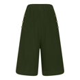 thumbnail image 3 of TRUBKH shorts for women athletic shorts for women cotton shorts for woman womens shorts casual bermuda shorts for women Cotton And Linen Casual Elastic Waist Mid Sleeved Shorts Green S, 3 of 8