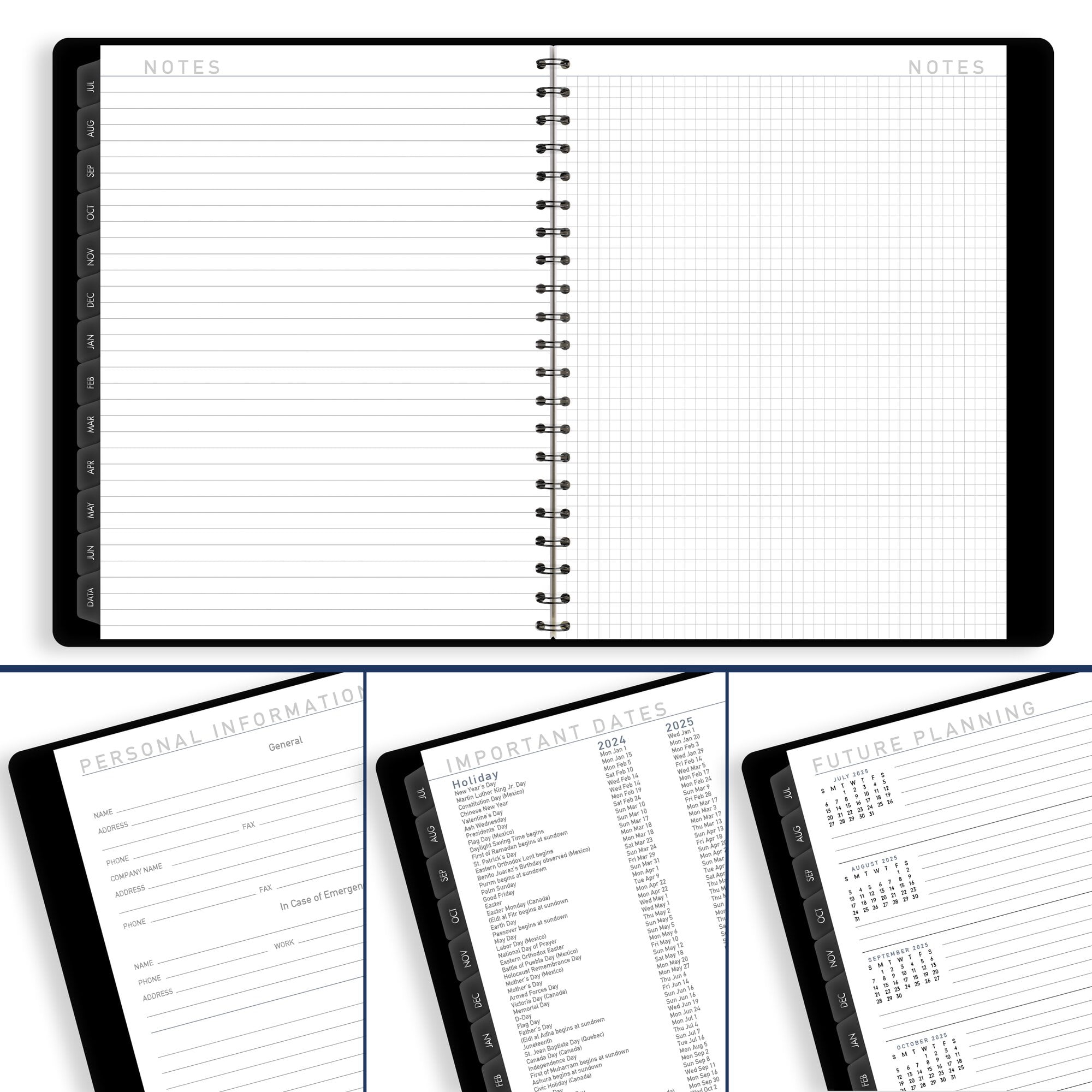 AT-A-GLANCE Contemporary 2025 Weekly Monthly Planner Black Large 8 14 x 11 -