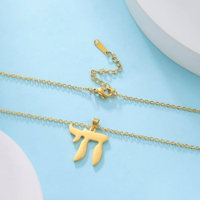 Jewish Chai Necklace Hebrew Letter Pendant Classic Choker Charm