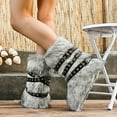 thumbnail image 5 of Rokment Womens Fuzzy Faux-Fur Mid Calf Winter Snow Boots with No Heel Fashion Punk Buckles Strappy Furry Plush Short Dress Booties Grey Size 8.5, 5 of 7