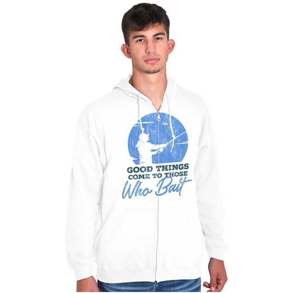 Fly Fishermen's Bait Humor Cool Funny Unisex Fleece Graphic Zip Up Hoodie Brisco Brands 2X