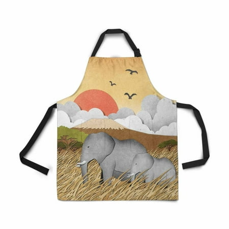 

ASHLEIGH Adjustable Bib Apron for Women Men Girls Chef with Pockets Elephant Novelty Kitchen Apron for Cooking Baking Gardening Pet Grooming Cleaning