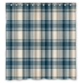 thumbnail image 1 of ABPHQTO Cortina de ducha impermeable con patrón de cuadros de celosía elegante clásica azul y blanca 160x180 cm, 1 of 2