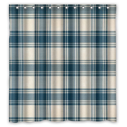 Odecor Abstract Checked Blue And, Blue Plaid Curtain Fabric