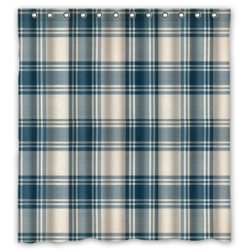 Odecor Abstract Checked Blue And White Classic Elegant Latticework Plaid Shower Curtain Polyester Fabric Bathroom Decorative Size 66x72 Inches Com Odecor Abstract Checked Blue And, Blue Plaid Curtain Fabric