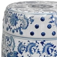 thumbnail image 2 of Oriental Furniture 18" Floral Blue & White Porcelain Garden Stool, 2 of 3