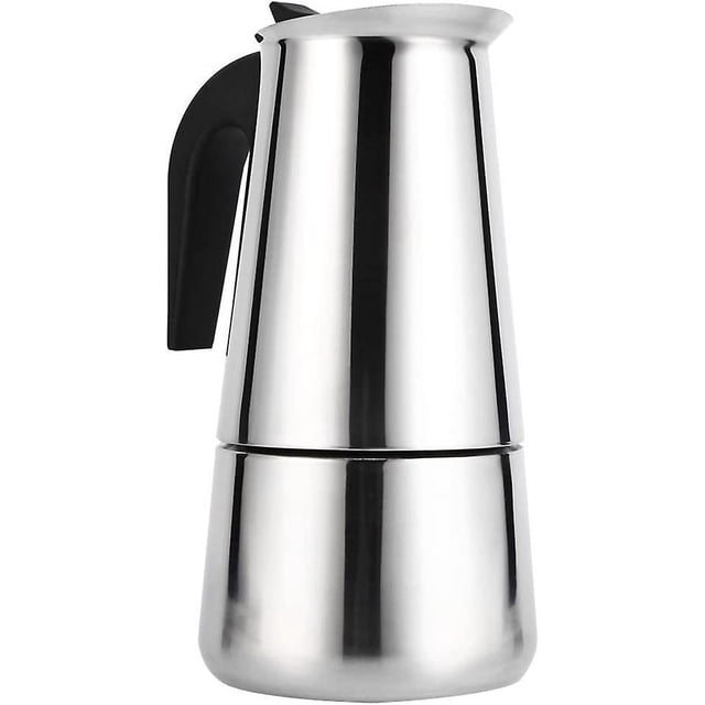 Cafetera italiana con filtro de acero inoxidable, cafetera Moka plateada de 450ml para cocina de oficina y café expreso (tamaño: 450ml)