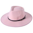 thumbnail image 1 of Guardurnaity Sombrero Fedora de ala ancha de lana elegante, clásico y moderno para mujer, sombrero de moda para mujer, duradero, Unisex Sombreros Rosa profundo, 1 of 6
