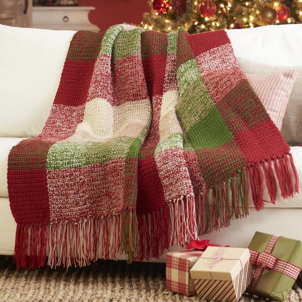 Herrschners® Woodland Plaid Blanket Crochet Yarn Kit