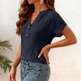 thumbnail image 6 of vigerkar Women's V Neck T Shirt Short Sleeve Casual Basic Tops Loose Fit Henley Tee Summer Lightweight Blouse (Black, S), 6 of 9