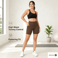 thumbnail image 7 of Afelkas Women's High Waist Yoga Shorts Tummy Control Fitness Athletic Workout Running Shorts with Pockets Brown,S, 7 of 7