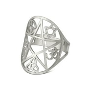 EUEAVAN Pentacle Pentagram Adjustable Rings Triquetra Knot Yin Yang Cross Om Symbol Ring