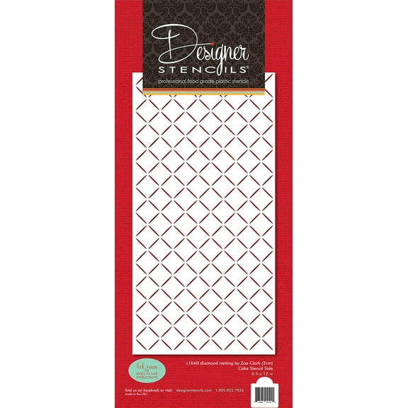 Zoe Clark (2 cm) Diamond Netting Cake Stencil Side C1040 by Designer Stencils