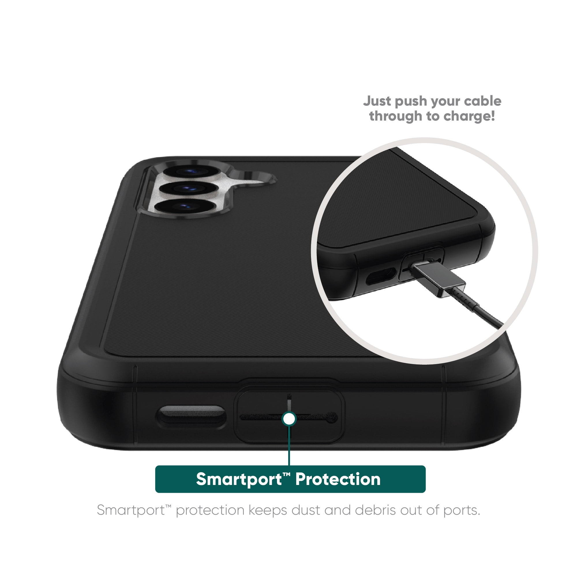 onn. Rugged Phone Case with Holster for Samsung Galaxy S24 5G - Black
