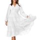 thumbnail image 5 of Vestido de manga larga con cuello en V Vestido de mujer con volantes y capas Traje de vacaciones informal, 5 of 6