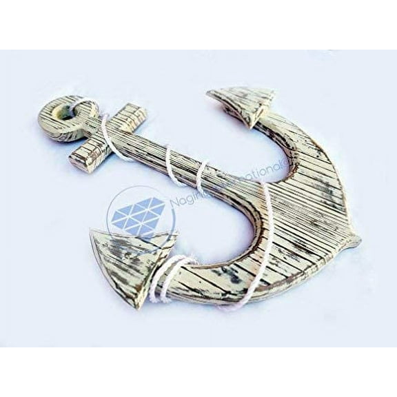 Wooden Wall Anchor (Torched - Antique White) - (18 Inches)