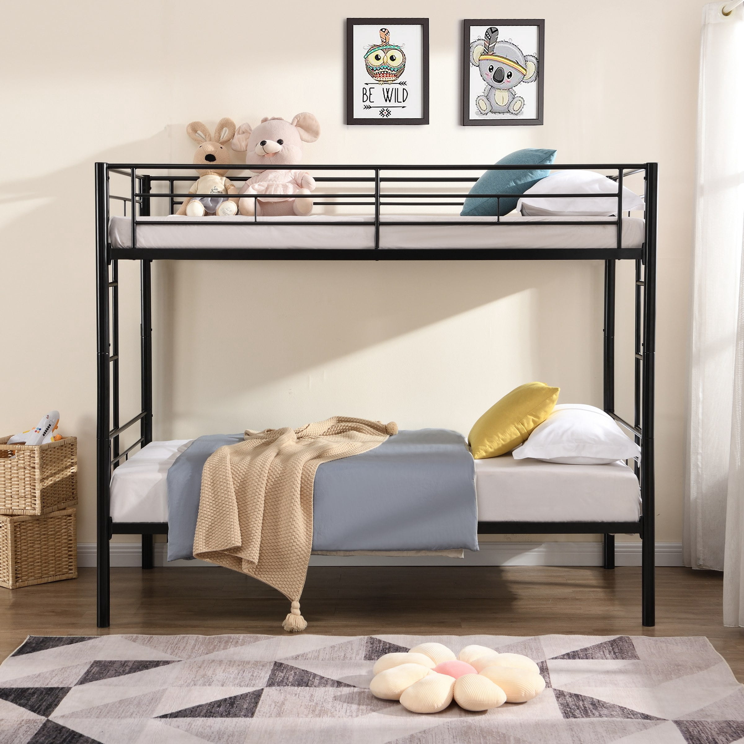 Metal Bunk Bed Black