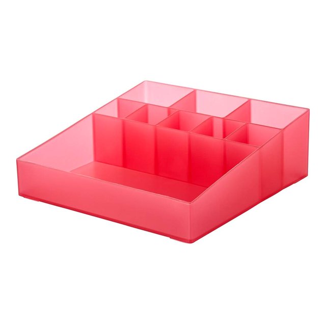 Organizador Multiusos Mainstays Plástico con 9 Divisiones Cuadrado Color Coral Transparente