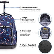 J World Boys and Girls Lollipop 16 Kids Rolling Backpack with Insulated Lunch Bag for School and Travel,Spaceship