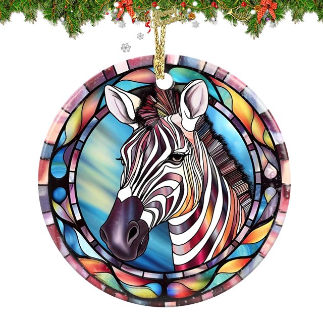 Adorno navideño personalizado Adornos navideños 2024 Decoraciones navideñas de cebra Acrílico Decoración navideña impresa en 2 lados Regalos para amantes de las cebras