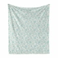 thumbnail image 1 of Botanical Soft Flannel Fleece Blanket, Detailed Intricate Floral Ornaments Romantic Pure Tones Illustration, Cozy Plush for Indoor and Outdoor Use, 50" x 60", Pale Blue and Off White, by Ambesonne, 1 of 5