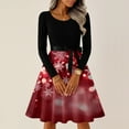 thumbnail image 2 of Christmas Dresses for Women Women's Casual Fashion Round Neck Long Sleeve Christmas Printed Party Vintage Long Dresses for Holiday Gathering,Black,L, 2 of 7