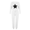 thumbnail image 4 of Pisexur Ensembles Deux Pièces pour Femmes Automne Tendance Imprimé Étoile Chandails en Molleton Col Rond Pantalons Jogger Survêtements Femmes Tenue Décontractée Surdimensionnée Tenues de Voyage Vacances pour Femmes, 4 of 4