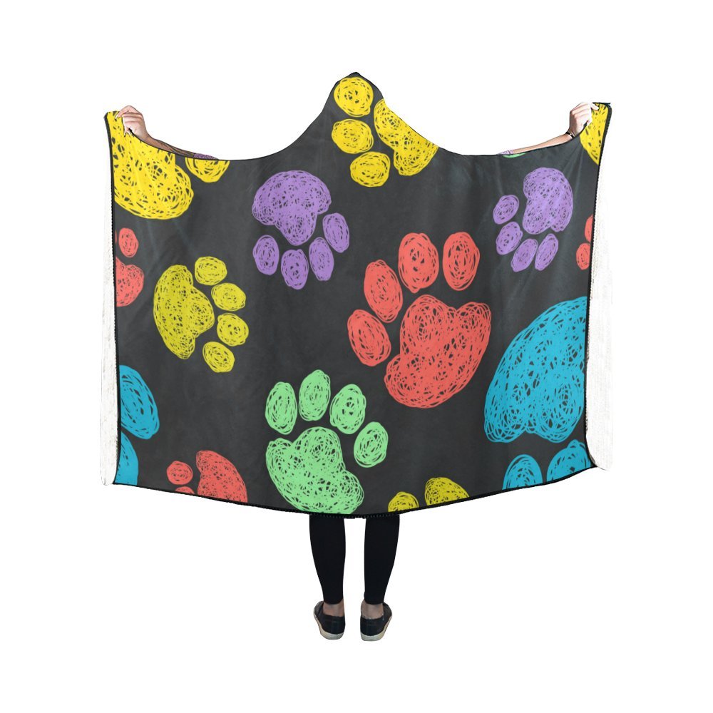 SINGLE SIDED Paw Prints White Anti-Pill Fleece Throw Blanket David TextilesFree shipping availablefleece blanket
