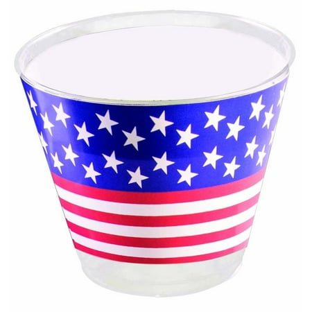 

PMU Patriotic USA American Flag 4th of July Red White and Blue Stars and Stripes Tumbler- 9oz Plastic (10/Pkg) Pkg/12