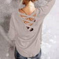 thumbnail image 2 of 2026 Items under $5 asdoklhq Womens Plus Size Tops,Women's Tunic Tops Long Sleeve Cross Open Back Long Sleeve Blouse Solid Color Irregular Hem Tops, 2 of 9
