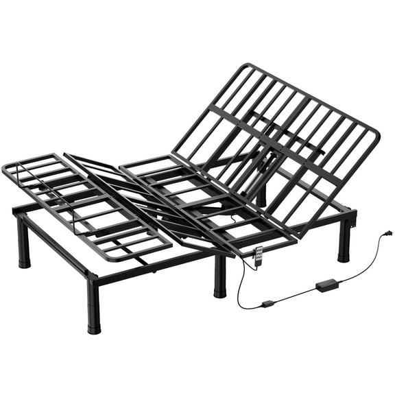 SunsGrove Full Electric Adjustable Bed Frame - Wired Remote, Independent Head & Foot Incline, 2-Height Legs, Easy Assembly