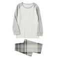 thumbnail image 6 of YueHuiYing Men's Pajamas Set 2 Piece Long Sleeve T-Shirt Loungewear Long Plaid Pants with Pocket, 6 of 7