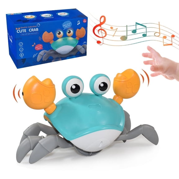 Crawling Crab Baby Toy - Infant Tummy Time Toys 3 4 5 6 7 8 9 10 11 12 Babies Boy 3-6 6-12 Learning Crawl 9-12 12-18 Walking Toddler 36 Months Old Music Development 1st Birthday Gifts