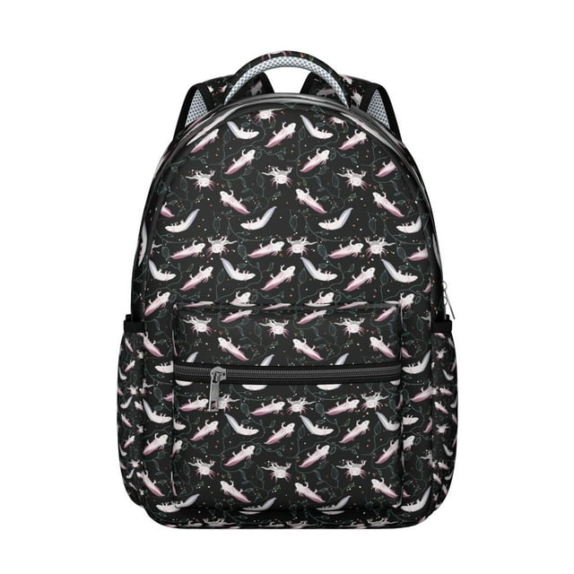 Cute Axolotl Student Backpack Waterproof Durable School Bag with Kawaii Colorful Cartoon Axolotl Print, Adjustable Straps, Breathable Padding, Large Capacity for School and Travel