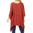 thumbnail image 2 of Sakkas Wren Lightweight Circle Poncho Top Blouse With Detailed Embroidery - Red - One Size Regular, 2 of 5