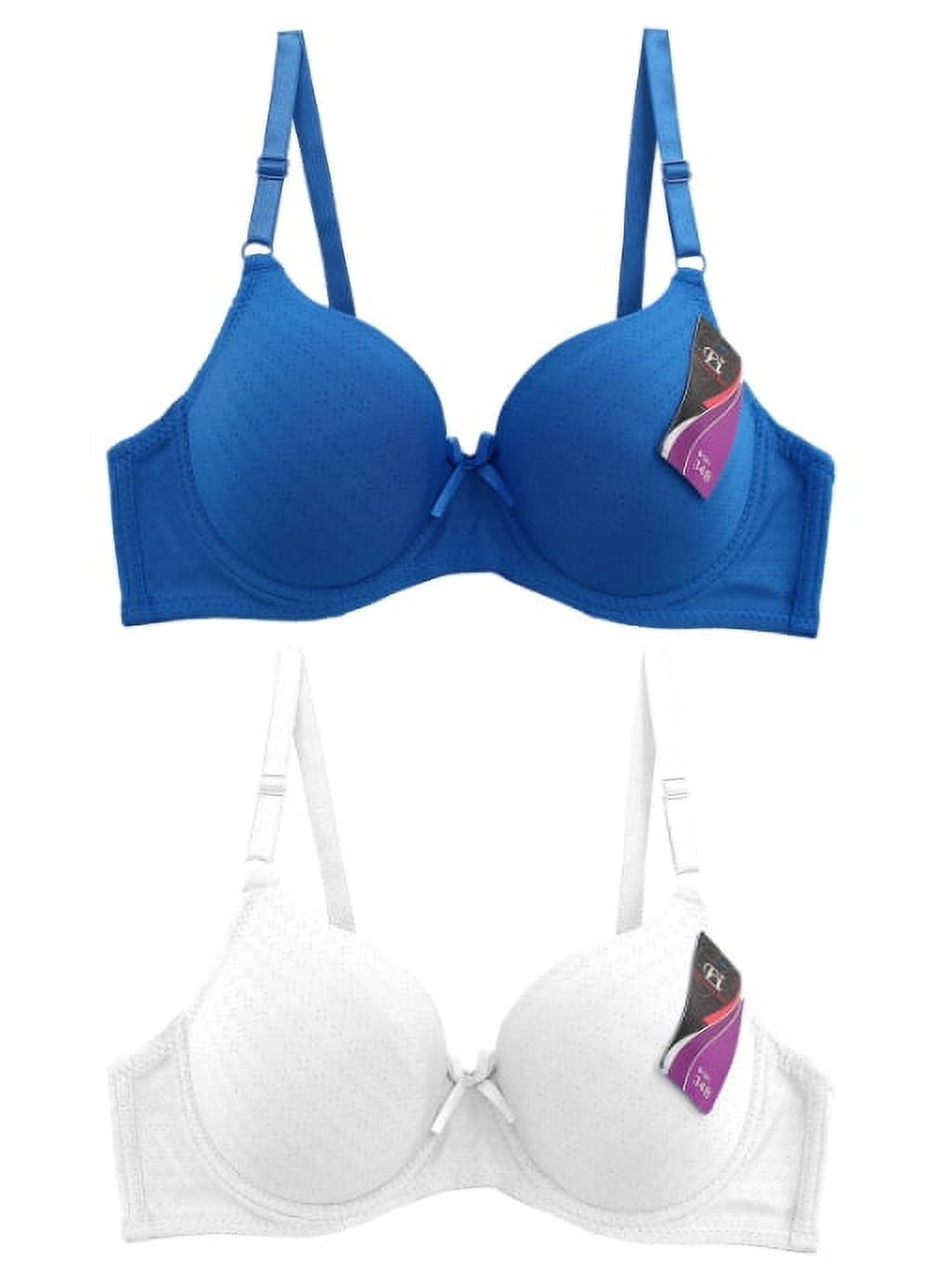 Women's Supportive Molded Cup Cotton Blend Bra Pack of 6 Assorted Colors B191 (B, 34)