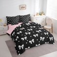 thumbnail image 2 of spefrowx Black White Bow Queen Bedding for Teens, Cartoon Heart Silhouette Bedding Comforter Set Queen, Pink Reversible, 7-Piece, 2 of 6