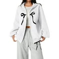 thumbnail image 3 of Letdown Girls Zip Up Hoodie Sweatshirt, Bow Print Hooded Jacket, Kids Long Sleeve Casual Zipper Hoodie for Fall Winter, 3 of 5