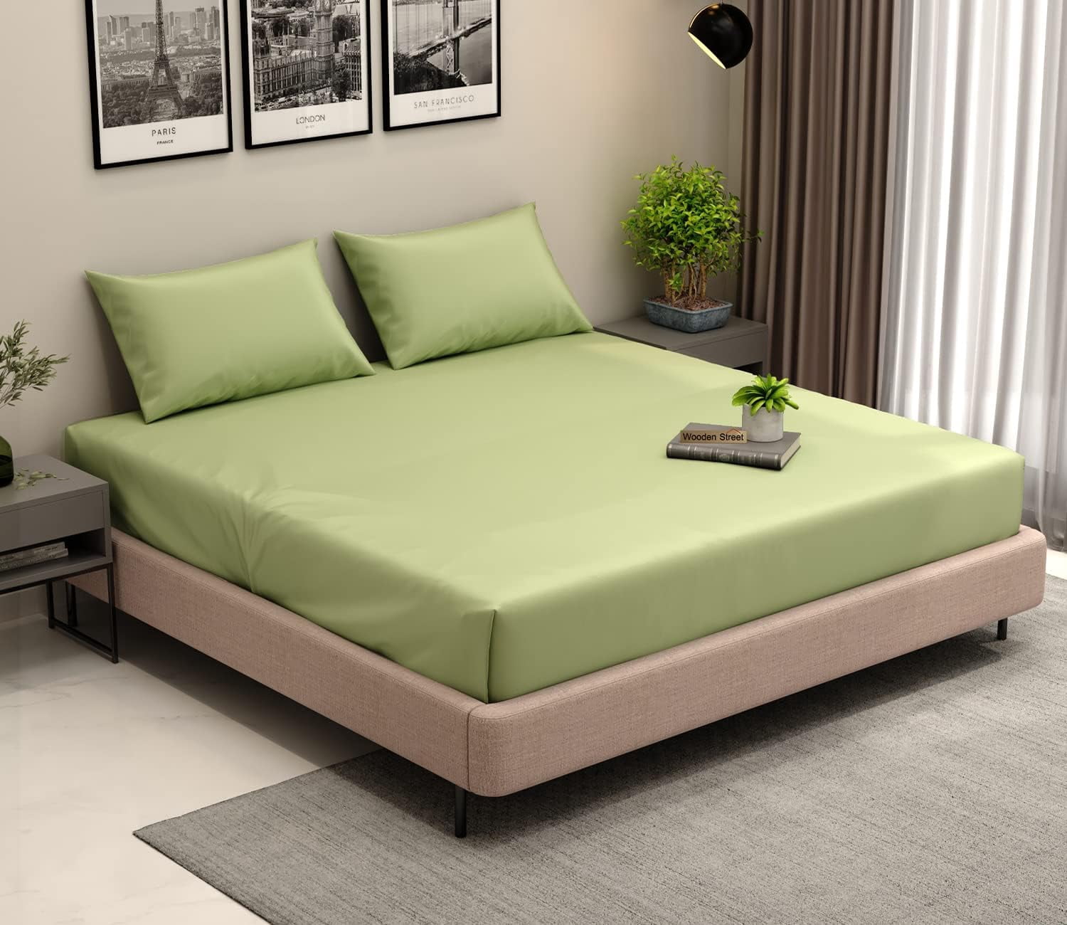 Earthy Threads Queen Sheet Set - 100% Organic Bamboo 4 Piece Set - Luxurious Silky & Soft - Cooling for Hot Sleepers - Hotel Luxury Bed Sheets - 16"inch Deep Pockets (Mint Green)